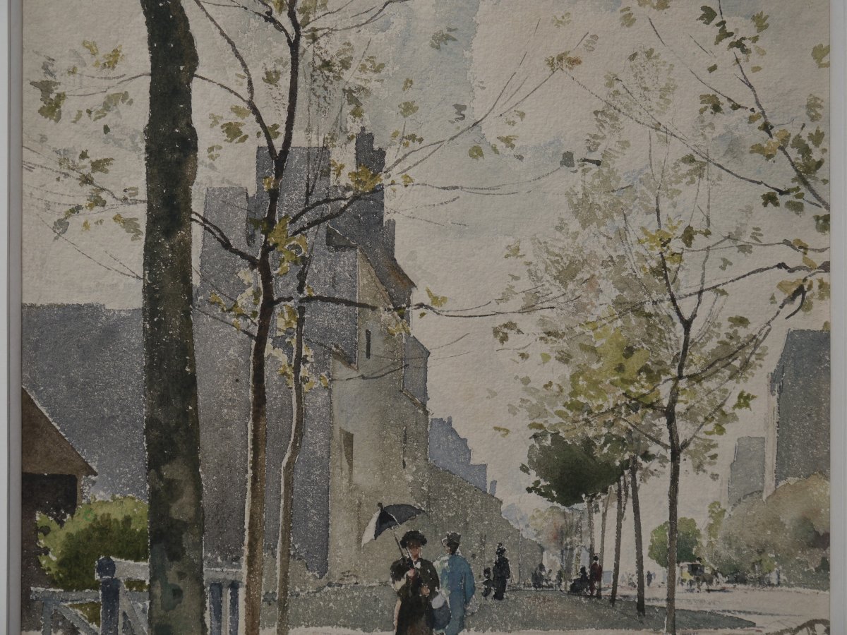 Henri ZUBER (1844-1909). Rue animée, Paris ?-photo-2