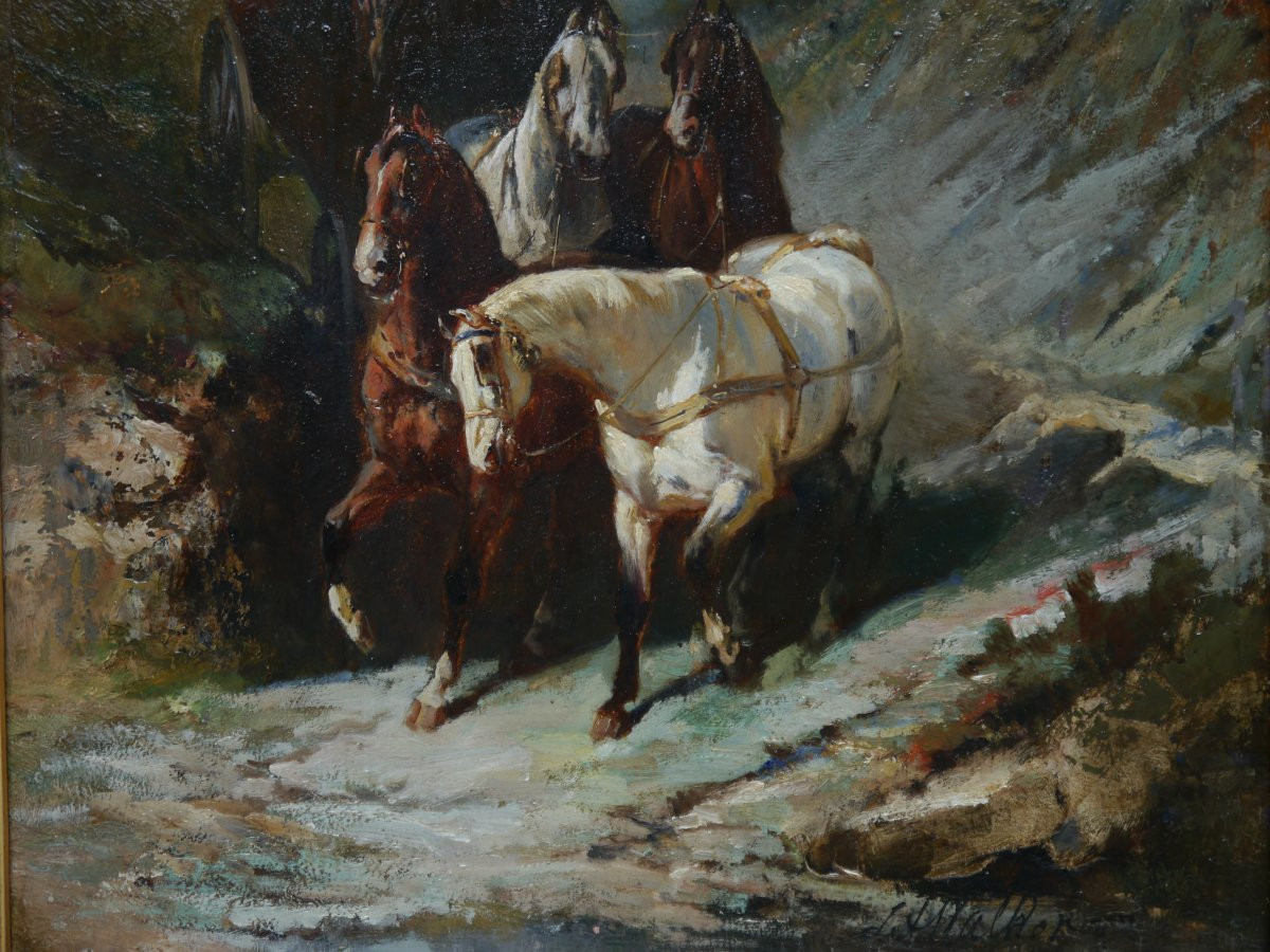 A Team Of Four Horses. James Alexander Walker (1831/41-1898)-photo-4