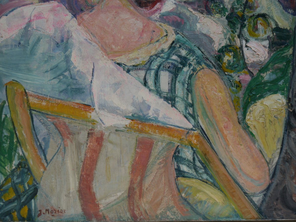 Woman In The Garden In Summer. Jeanne Moride (1881-1970)-photo-4