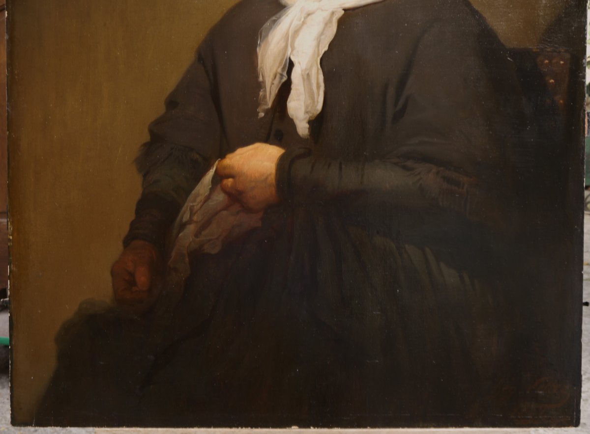 Jean Hégésippe VETTER (1820-1900). Portrait d'une femme rustique-photo-6