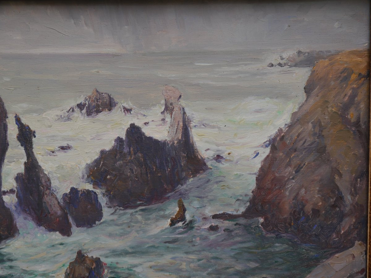 Belle-ile En Mer, The Needles Of Port-coton. Pierre Cadre (1884-1972)-photo-3