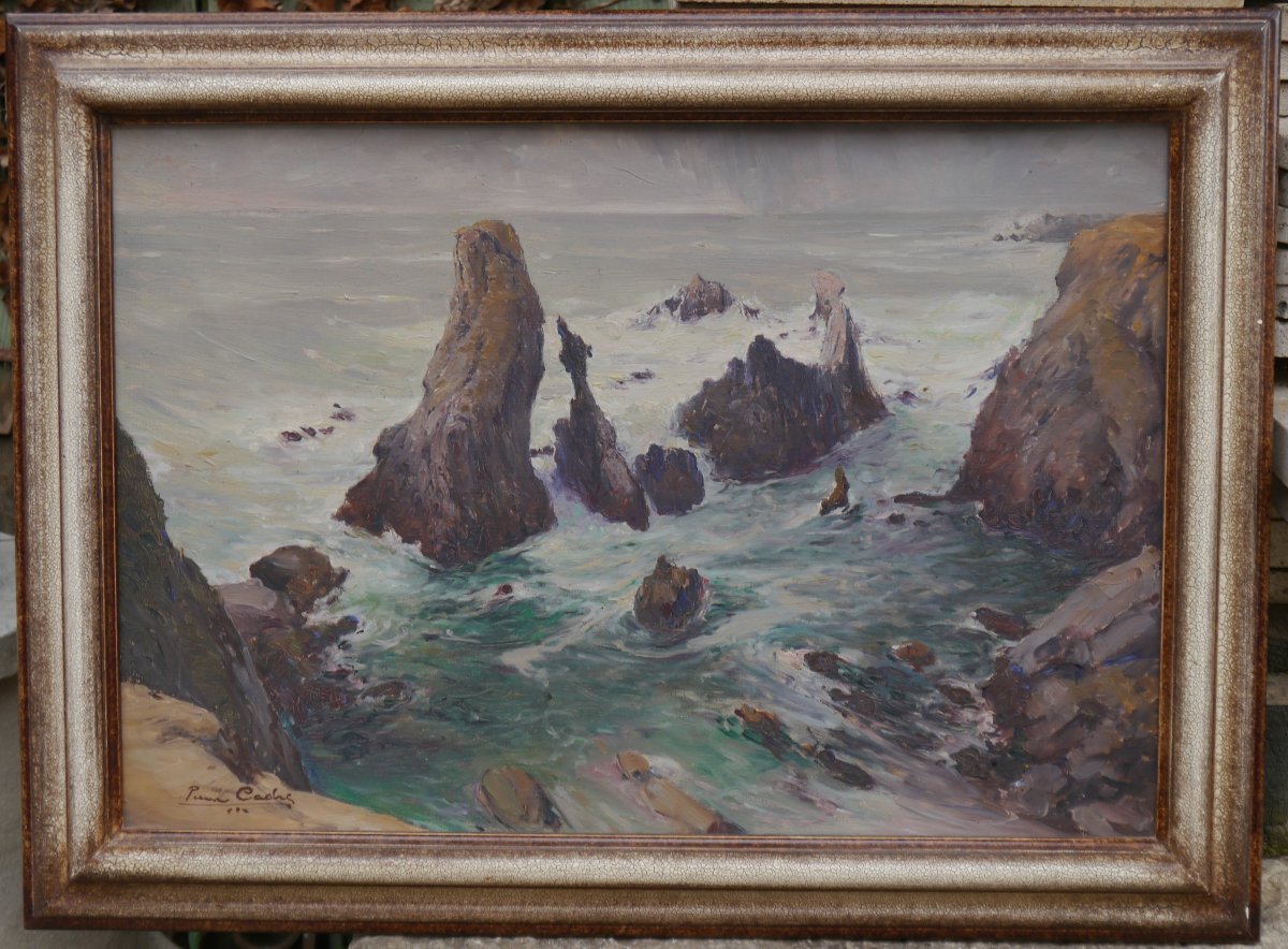Belle-ile En Mer, The Needles Of Port-coton. Pierre Cadre (1884-1972)-photo-2