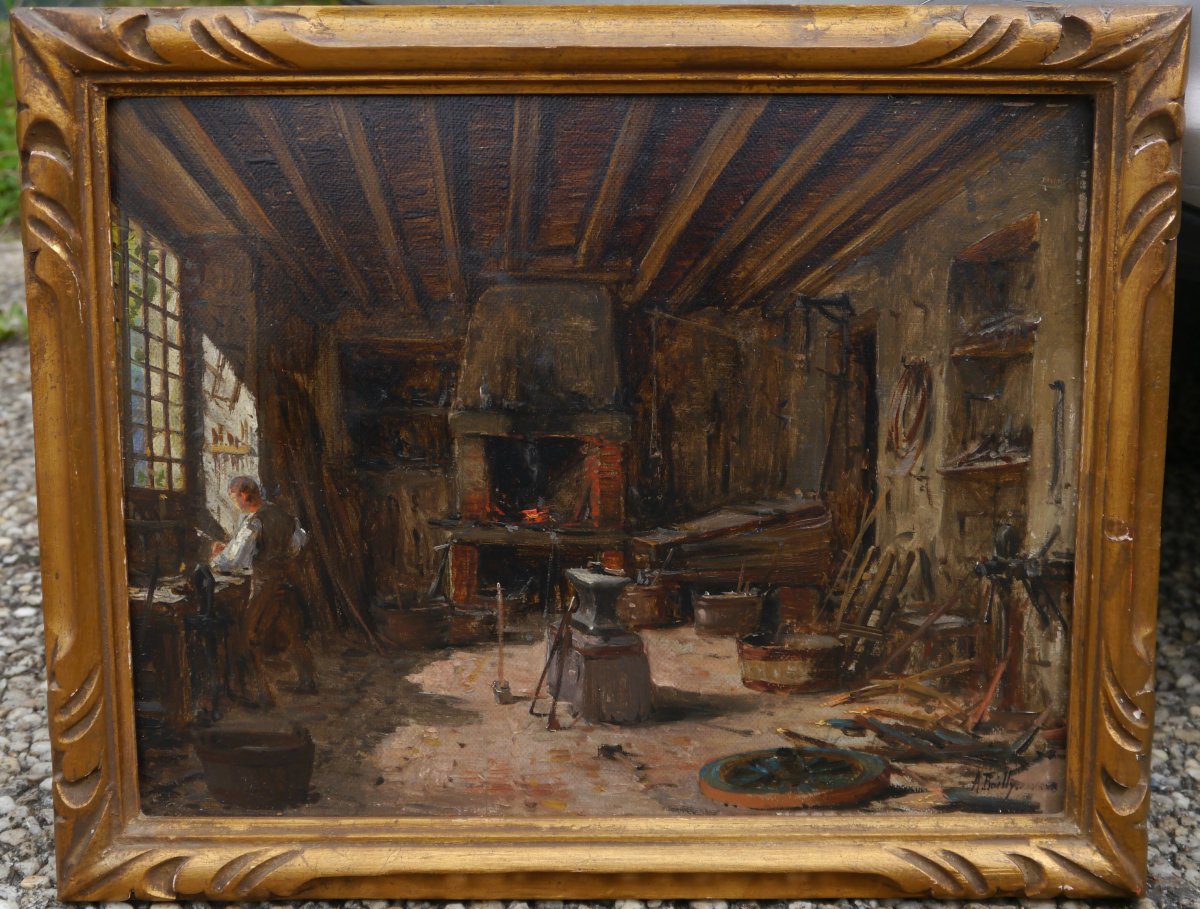 Atelier de forgeron ou charron. Alexandre BAILLY (1866-1949)-photo-1