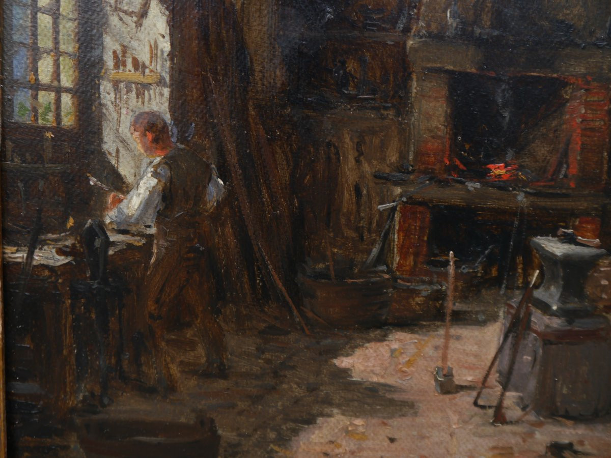 Atelier de forgeron ou charron. Alexandre BAILLY (1866-1949)-photo-3