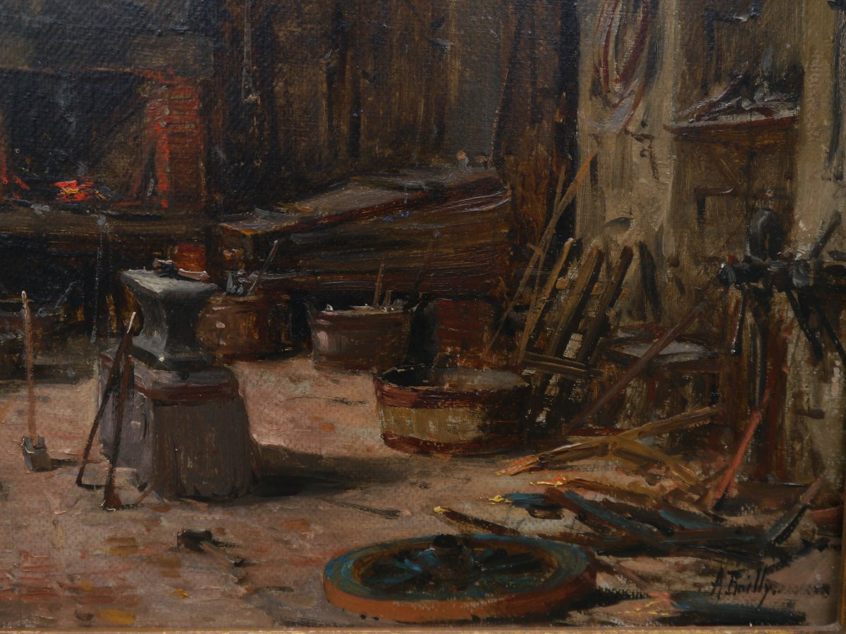Atelier de forgeron ou charron. Alexandre BAILLY (1866-1949)-photo-4