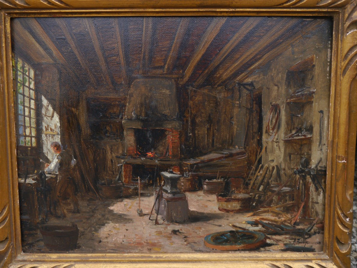 Atelier de forgeron ou charron. Alexandre BAILLY (1866-1949)