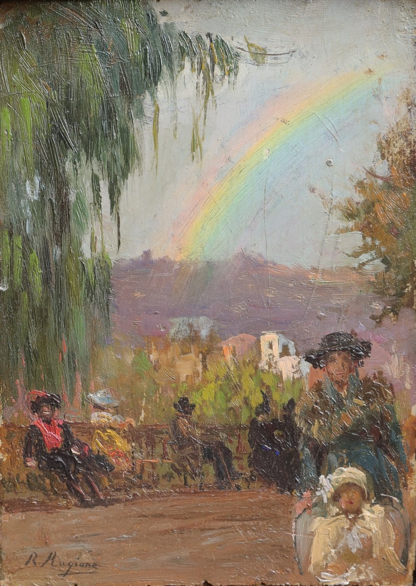 Small Park Scene Painting, R Ragione