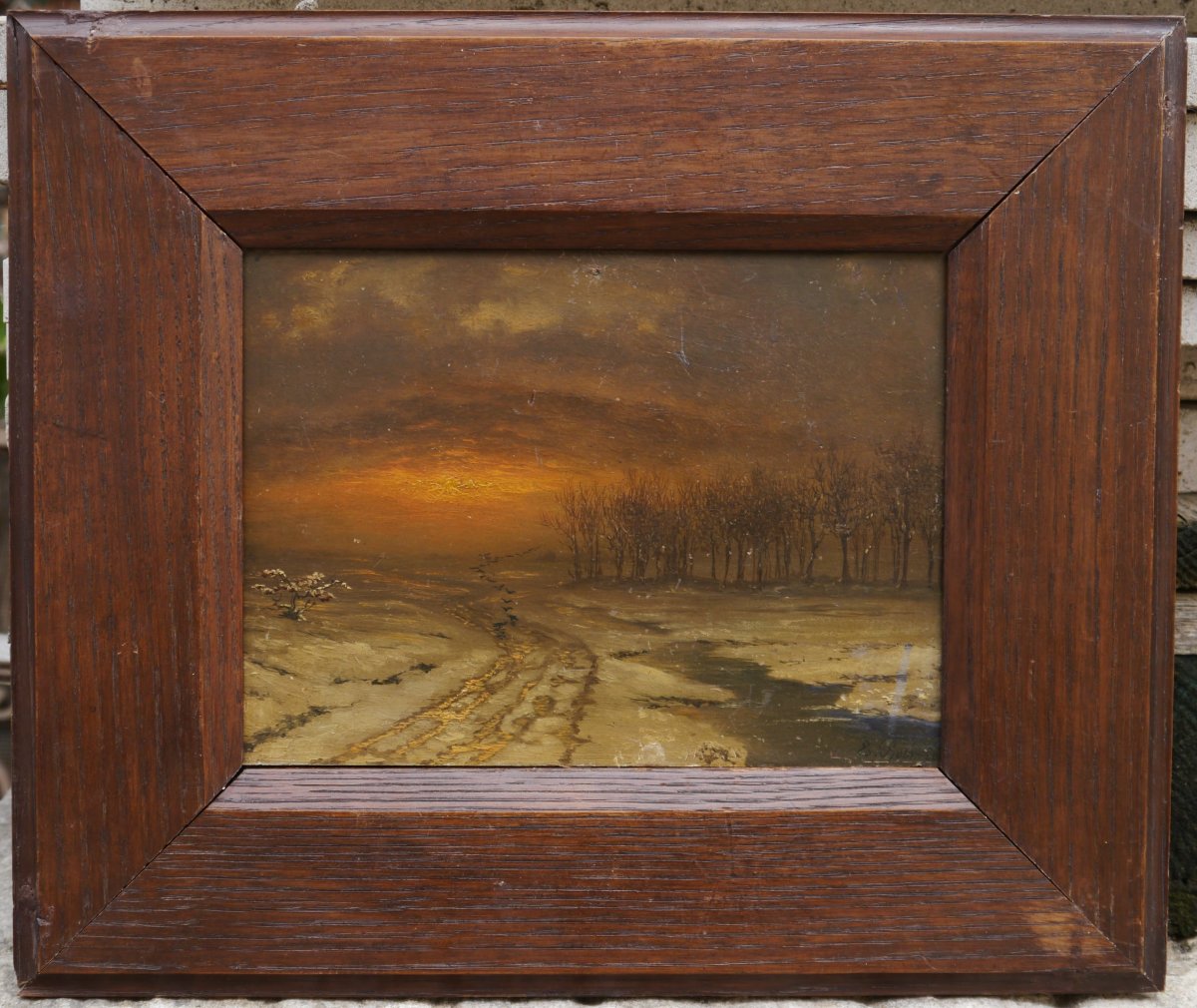 Paysage sous la neige au soleil couchant. George CHAMIER (1842-1915)-photo-3