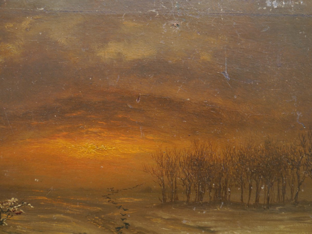 Paysage sous la neige au soleil couchant. George CHAMIER (1842-1915)-photo-3