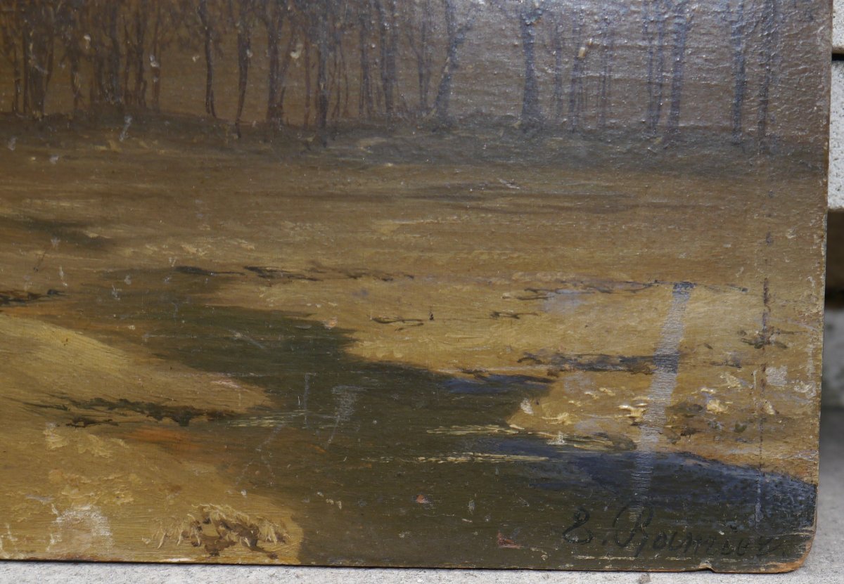Paysage sous la neige au soleil couchant. George CHAMIER (1842-1915)-photo-4