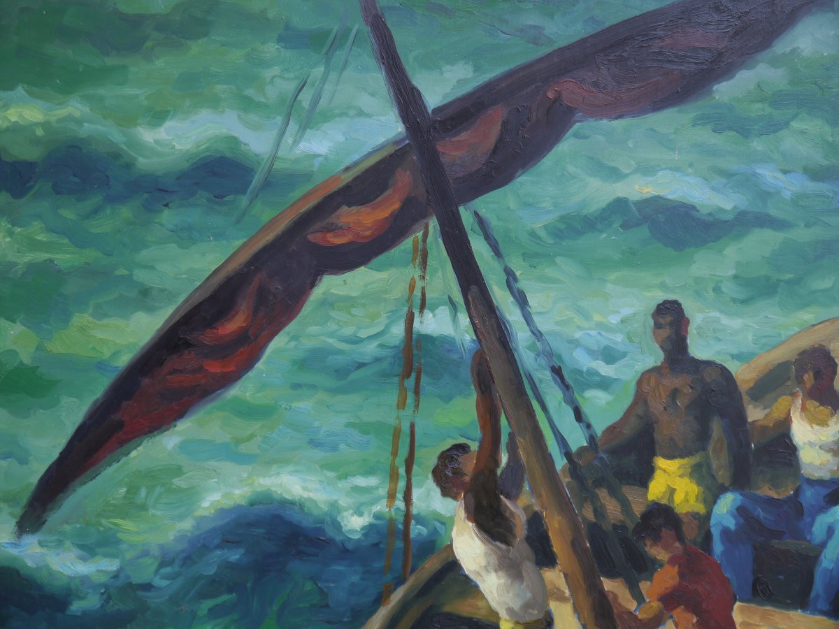 Robert HEITZ (1895-1984). Africains dans un bateau-photo-3