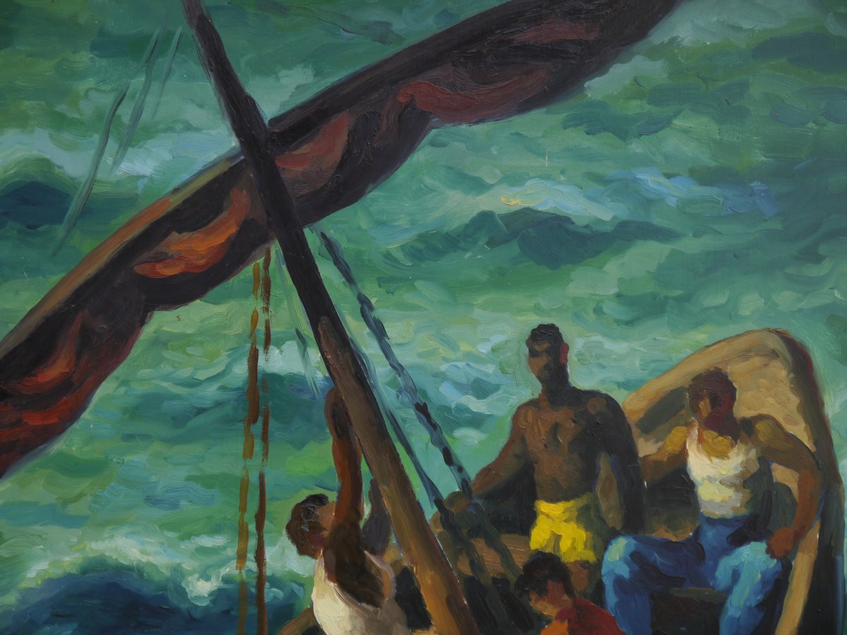 Robert HEITZ (1895-1984). Africains dans un bateau-photo-4