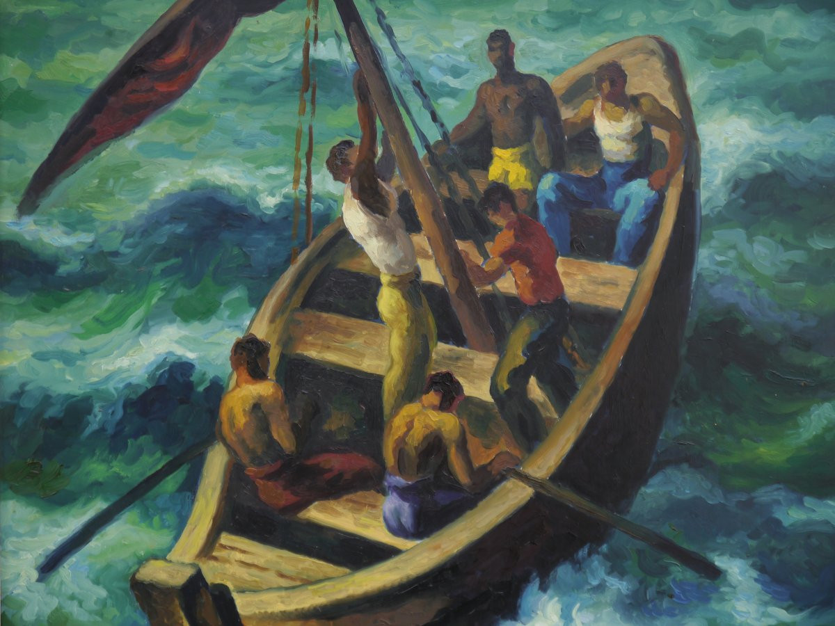 Robert HEITZ (1895-1984). Africains dans un bateau-photo-1