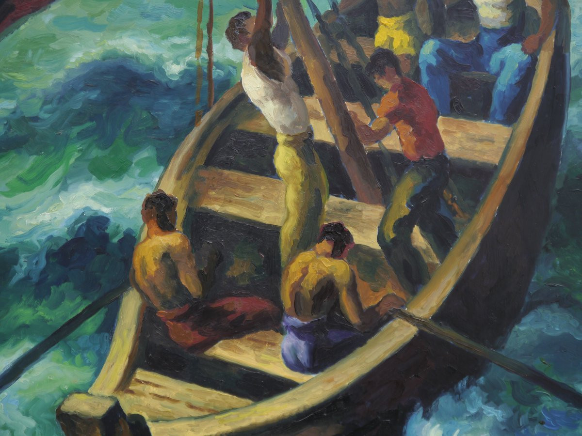 Robert HEITZ (1895-1984). Africains dans un bateau-photo-3