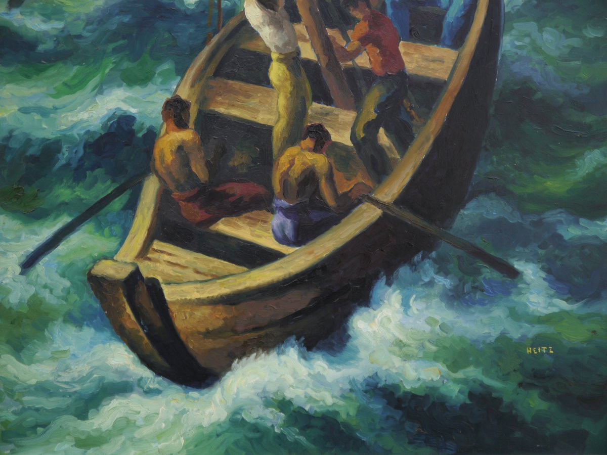 Robert HEITZ (1895-1984). Africains dans un bateau-photo-4