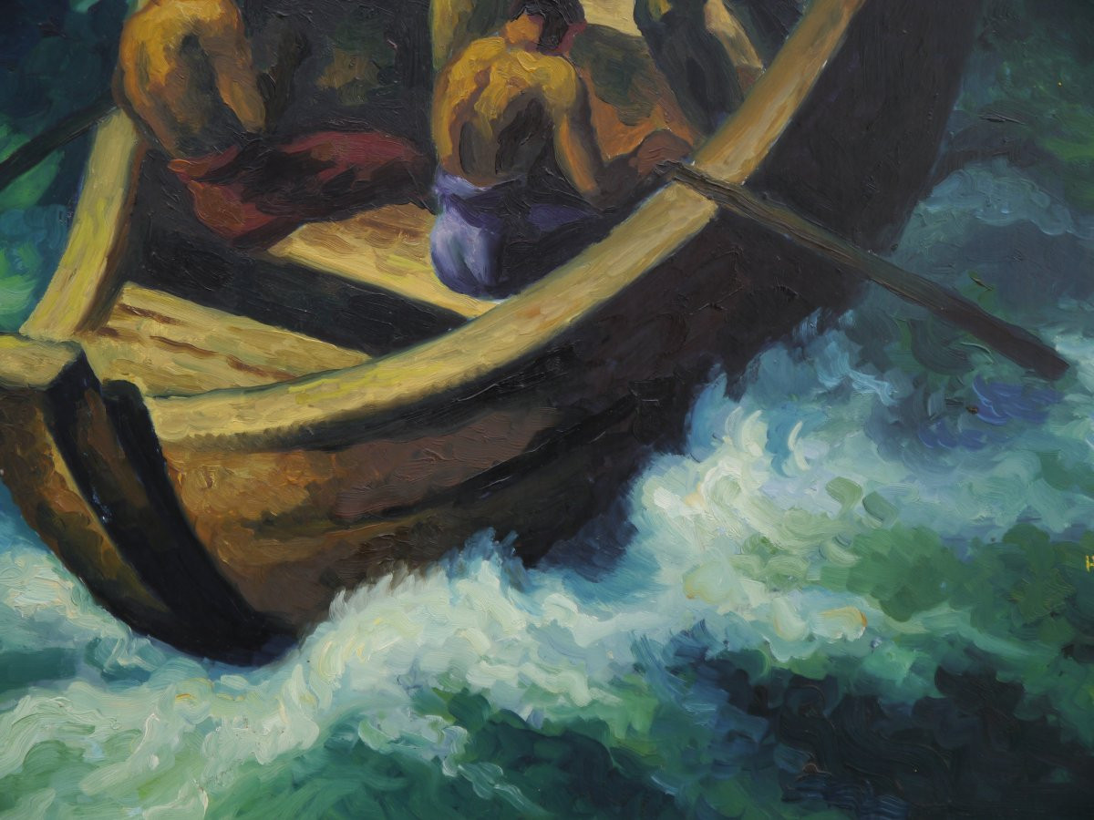 Robert HEITZ (1895-1984). Africains dans un bateau-photo-5