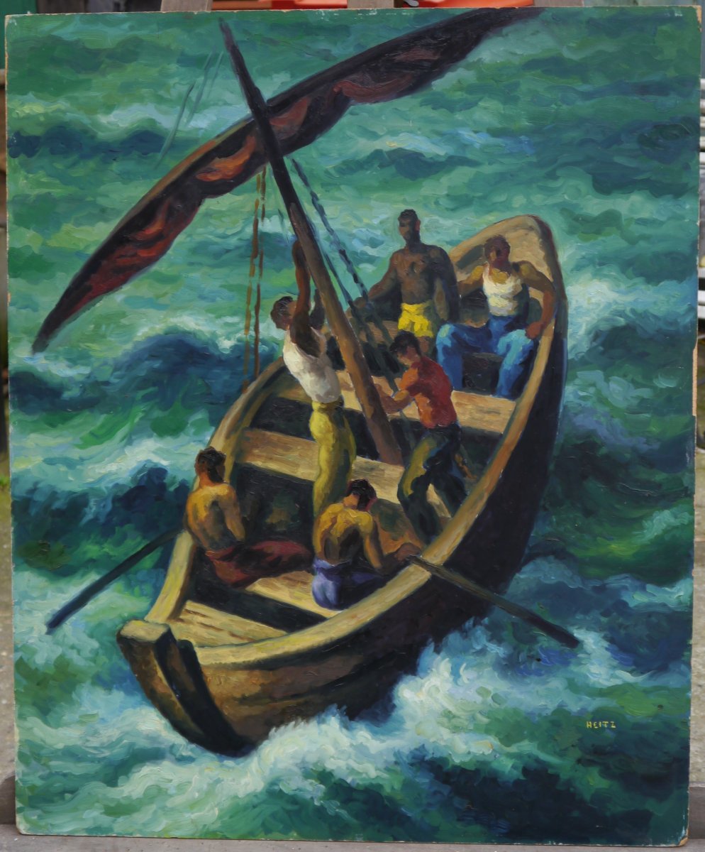Robert HEITZ (1895-1984). Africains dans un bateau-photo-8