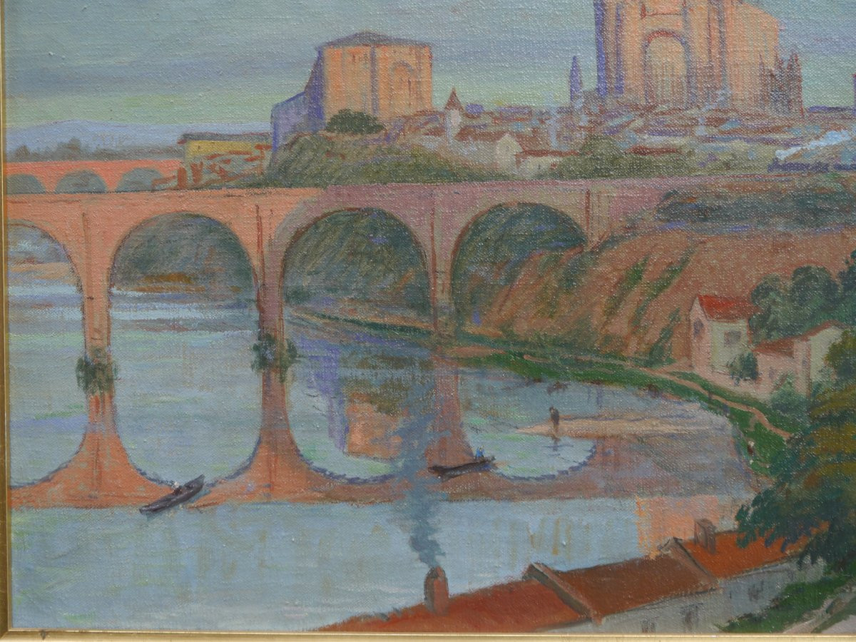 Charles Liozu (1866-1948), View Of Albi With A Steam Train-photo-2