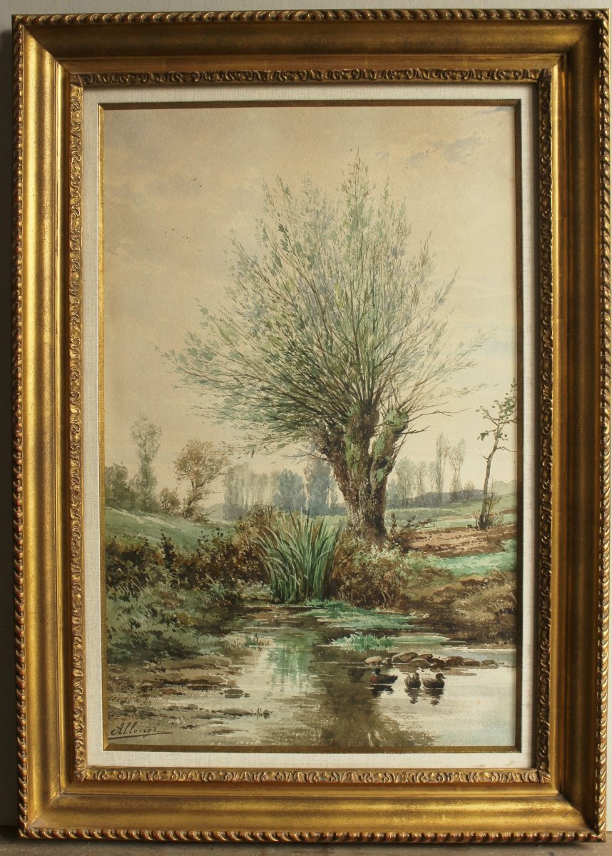 Auguste Allongé (1810-1898). La mare aux canards-photo-2