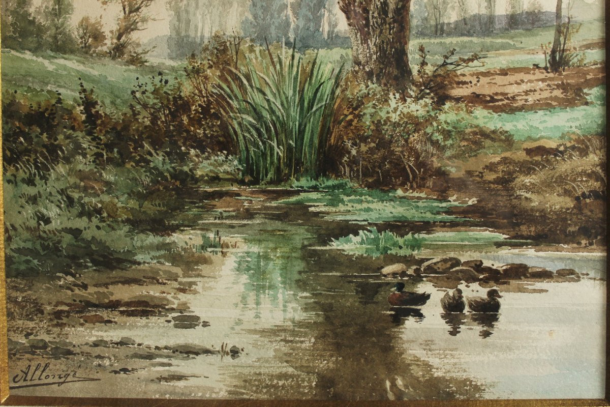 Auguste Allongé (1810-1898). La mare aux canards-photo-4