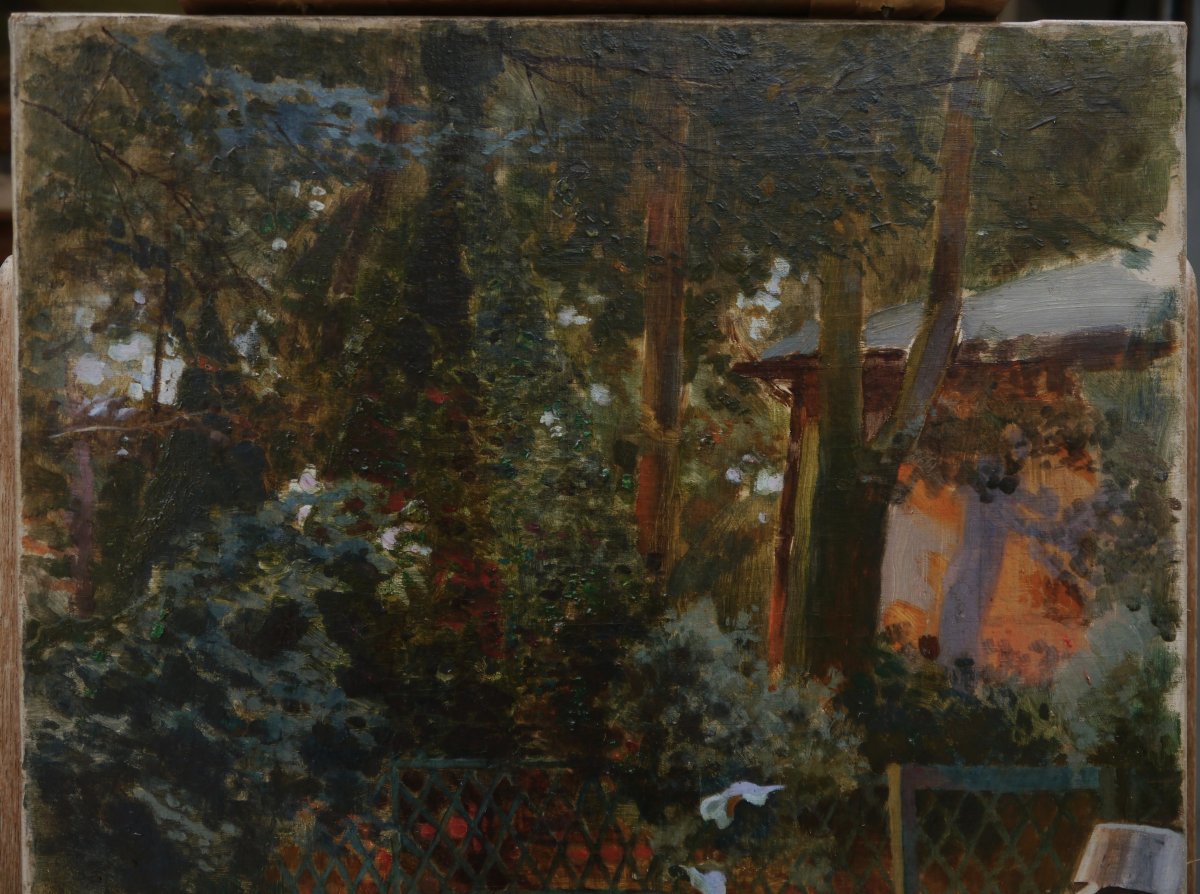 Bassin dans un jardin 1889. Ferdinand Sigismond BAC (1859-1952)-photo-2