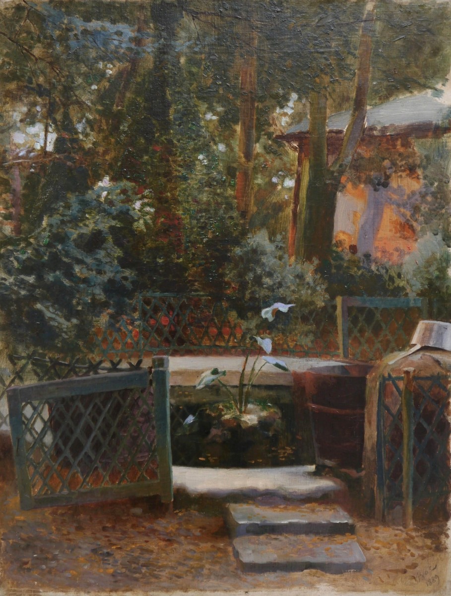 Bassin dans un jardin 1889. Ferdinand Sigismond BAC (1859-1952)
