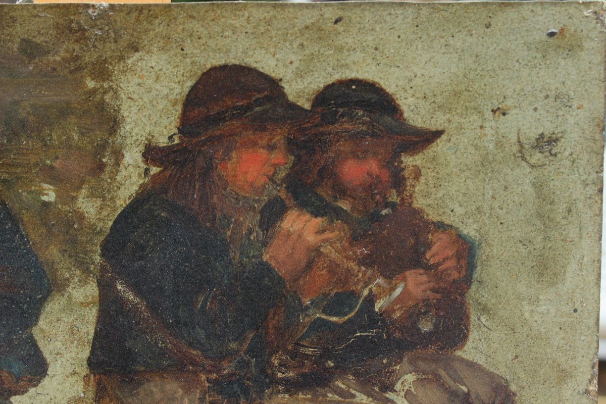 19th Century Breton Child And Musicians, Bagpipes And Bombarde-photo-3