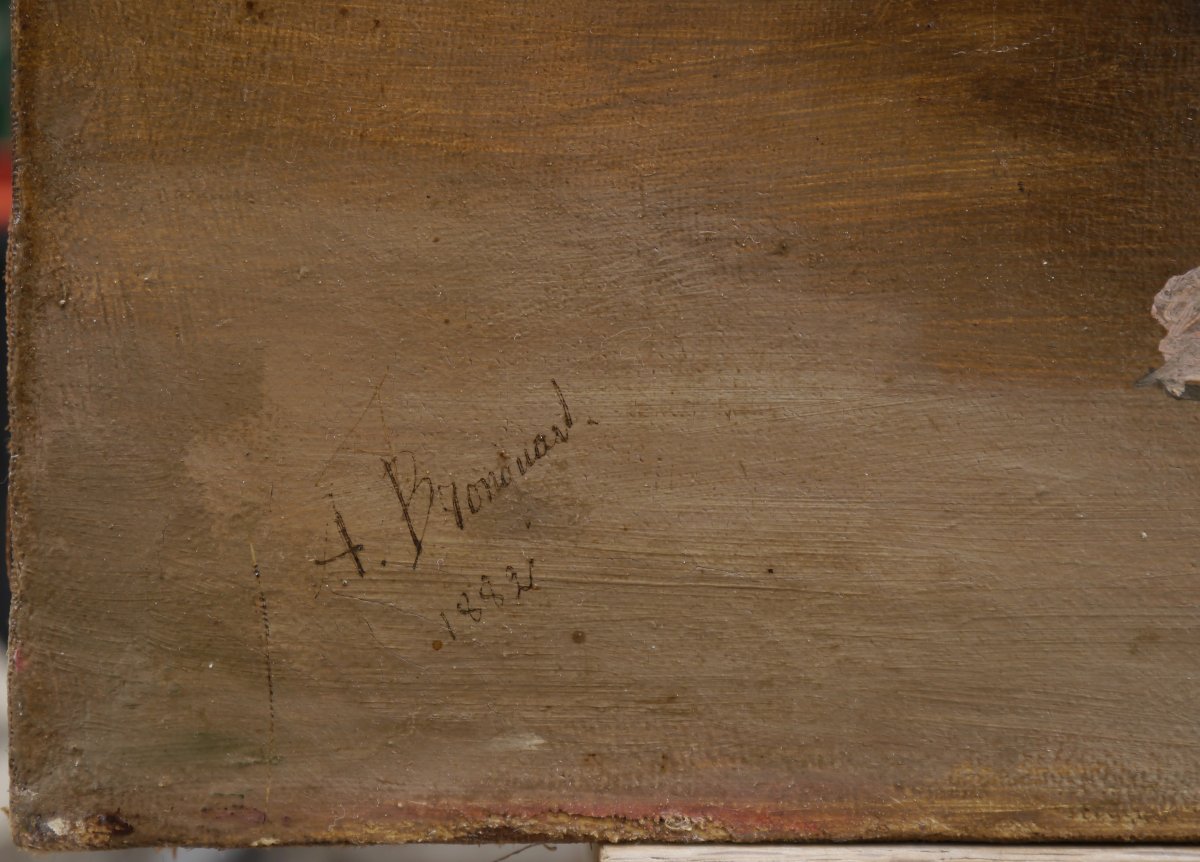 Grande composition florale aux capucines 1882. Jean Baptiste Adolphe BRONQUART (XIX)-photo-7