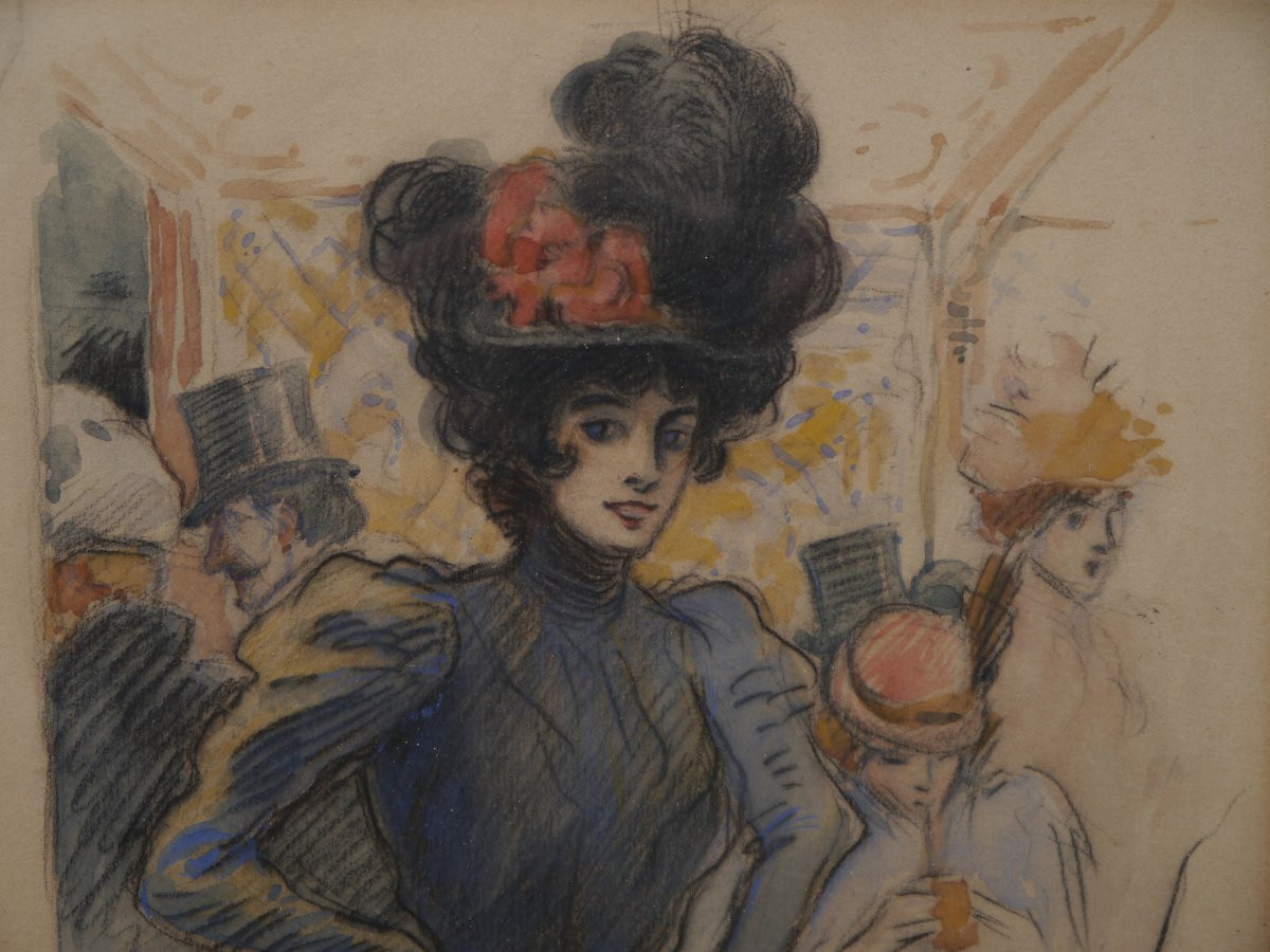 Elégante dans une brasserie parisienne 1898. Lubin DE BEAUVAIS (1873-1917)-photo-1