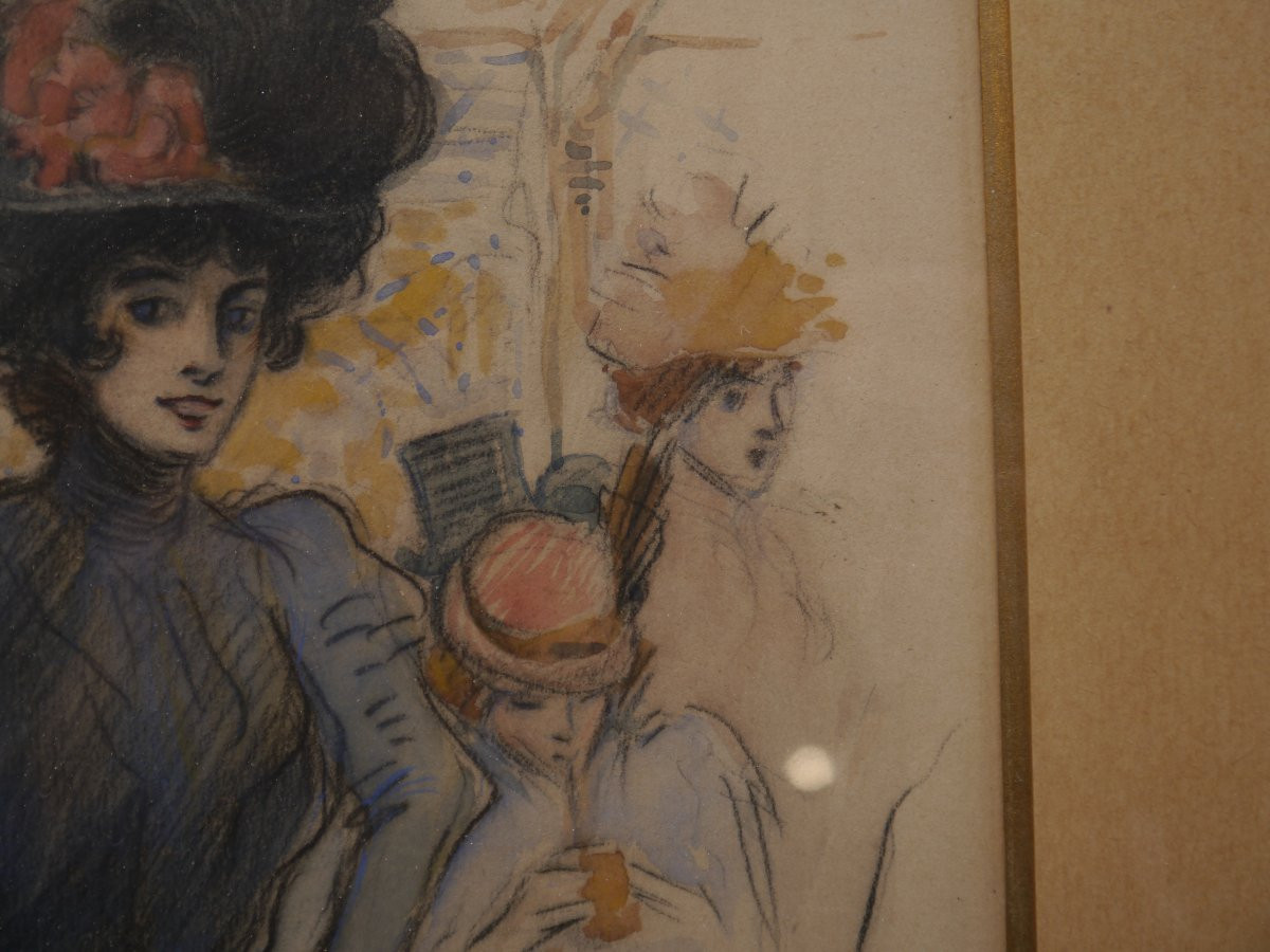 Elégante dans une brasserie parisienne 1898. Lubin DE BEAUVAIS (1873-1917)-photo-4