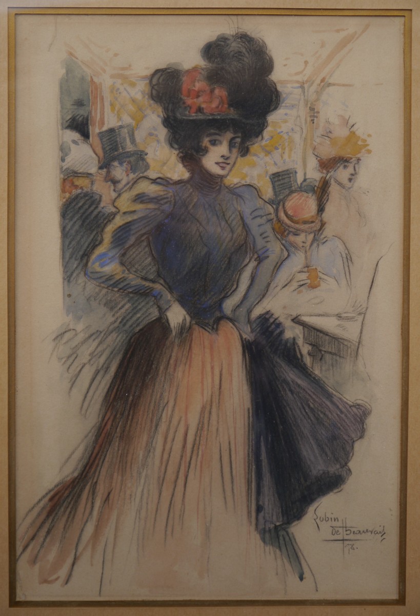 Elégante dans une brasserie parisienne 1898. Lubin DE BEAUVAIS (1873-1917)
