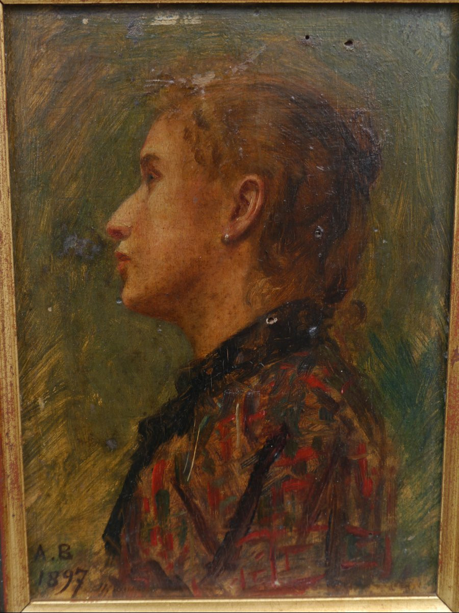 Portrait profil de femme 1897. Alexandre BERTIN (1854-1934) Fécamp-photo-2