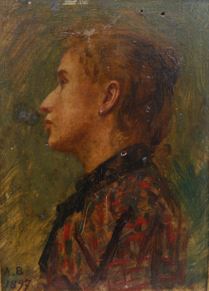 Portrait profil de femme 1897. Alexandre BERTIN (1854-1934) Fécamp