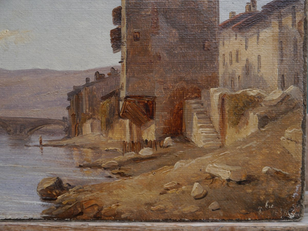 Grenoble, l'ancien pont de pierre 1834. Alexandre DEBELLE (1805-1897)-photo-1