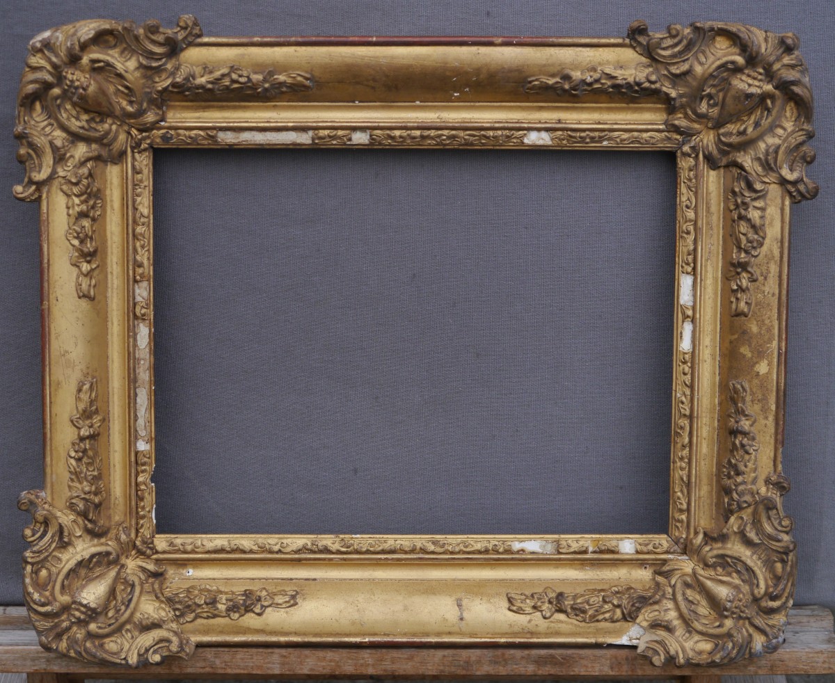 Cadre dor&eacute; Louis Philippe vue  33,3 x 24,5/25 cm,format 5F