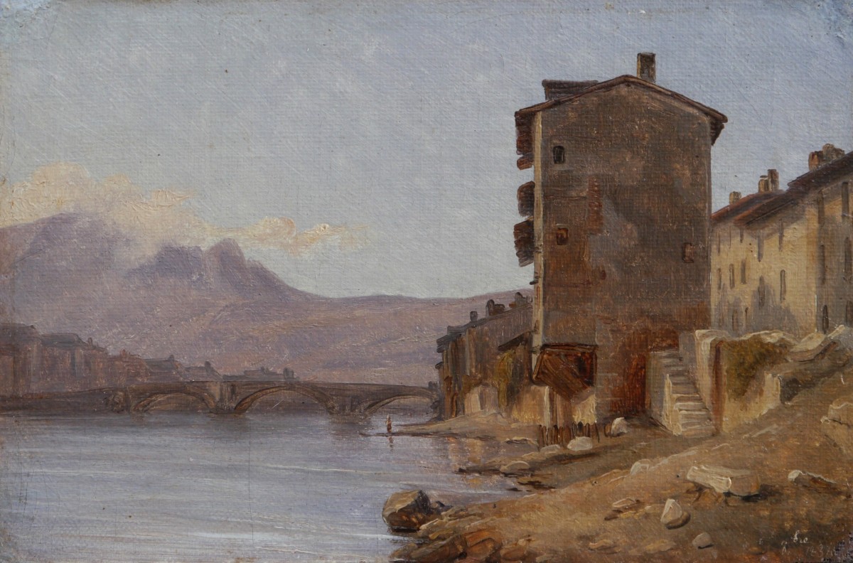 Grenoble, The Old Stone Bridge, 1834. Alexandre Debelle (1805-1897)