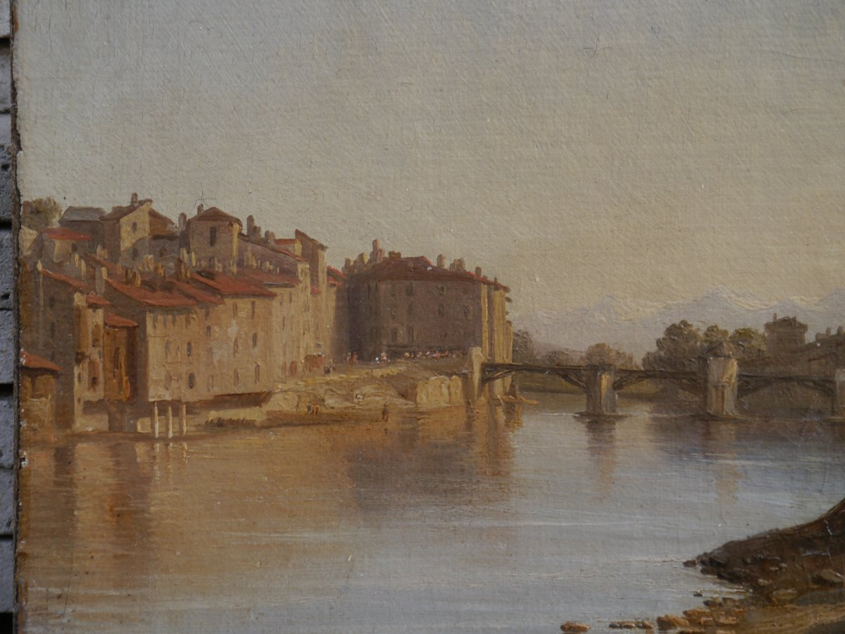 Grenoble, The Old Wooden Bridge Around 1834. Alexandre Debelle (1805-1897)-photo-3