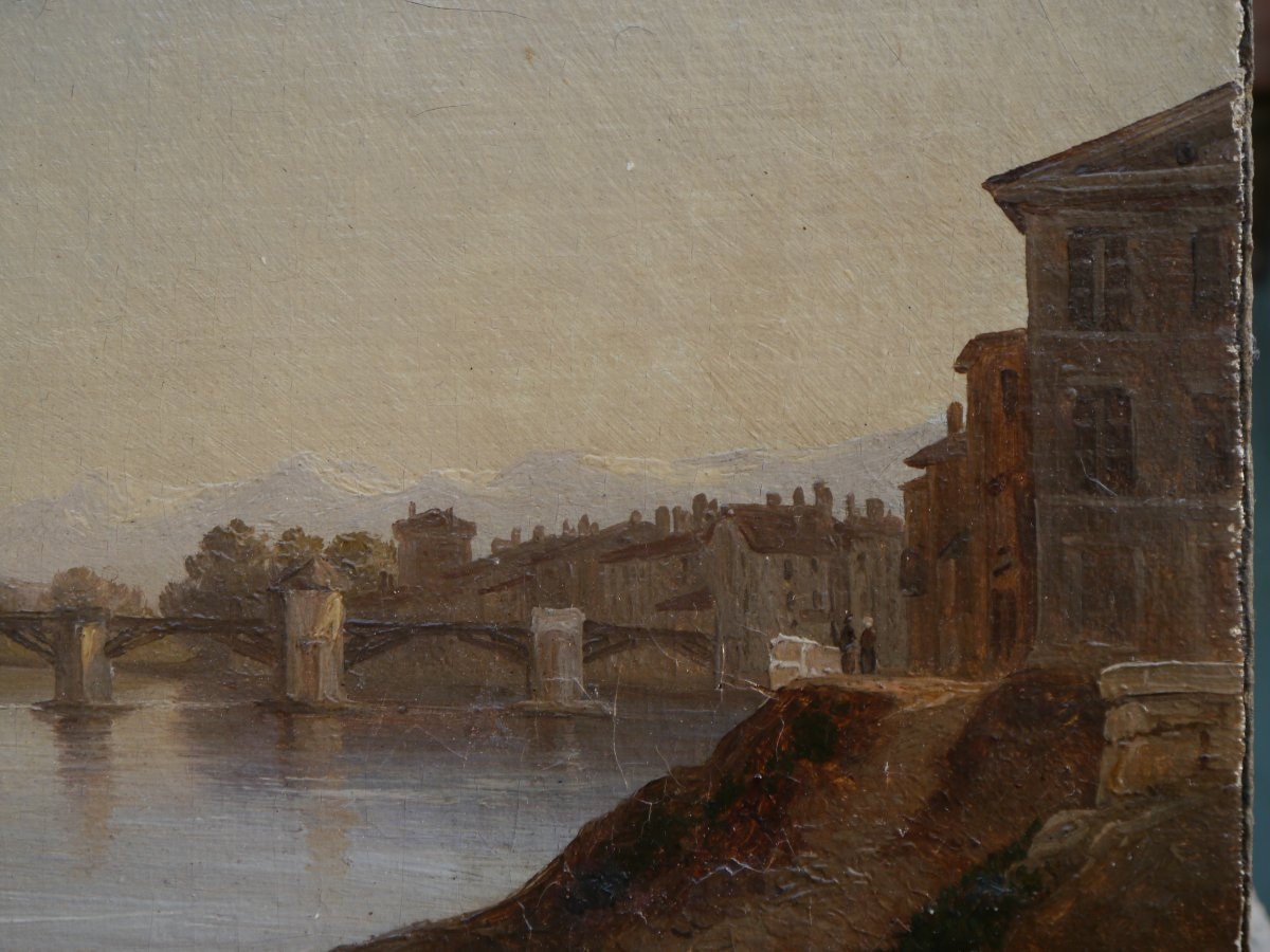 Grenoble, The Old Wooden Bridge Around 1834. Alexandre Debelle (1805-1897)-photo-3