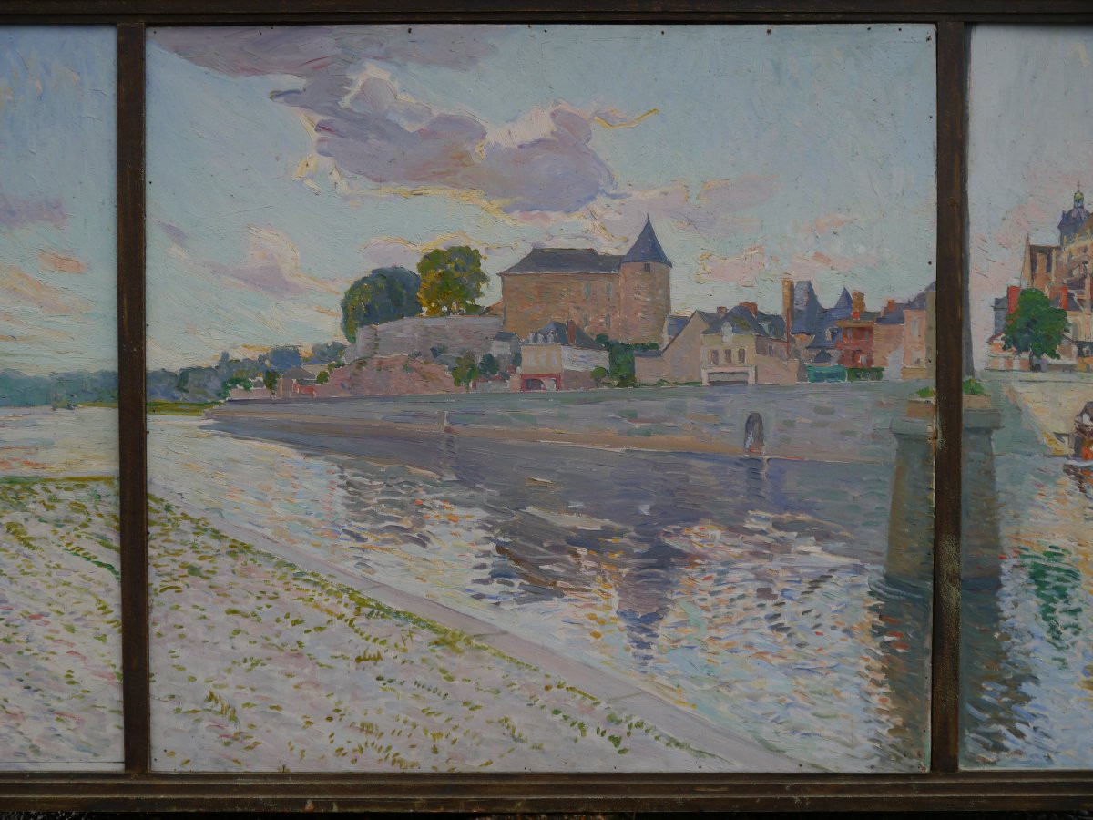 Grand triptyque ville de Mayenne vers 1930, Château et Basilique-photo-4