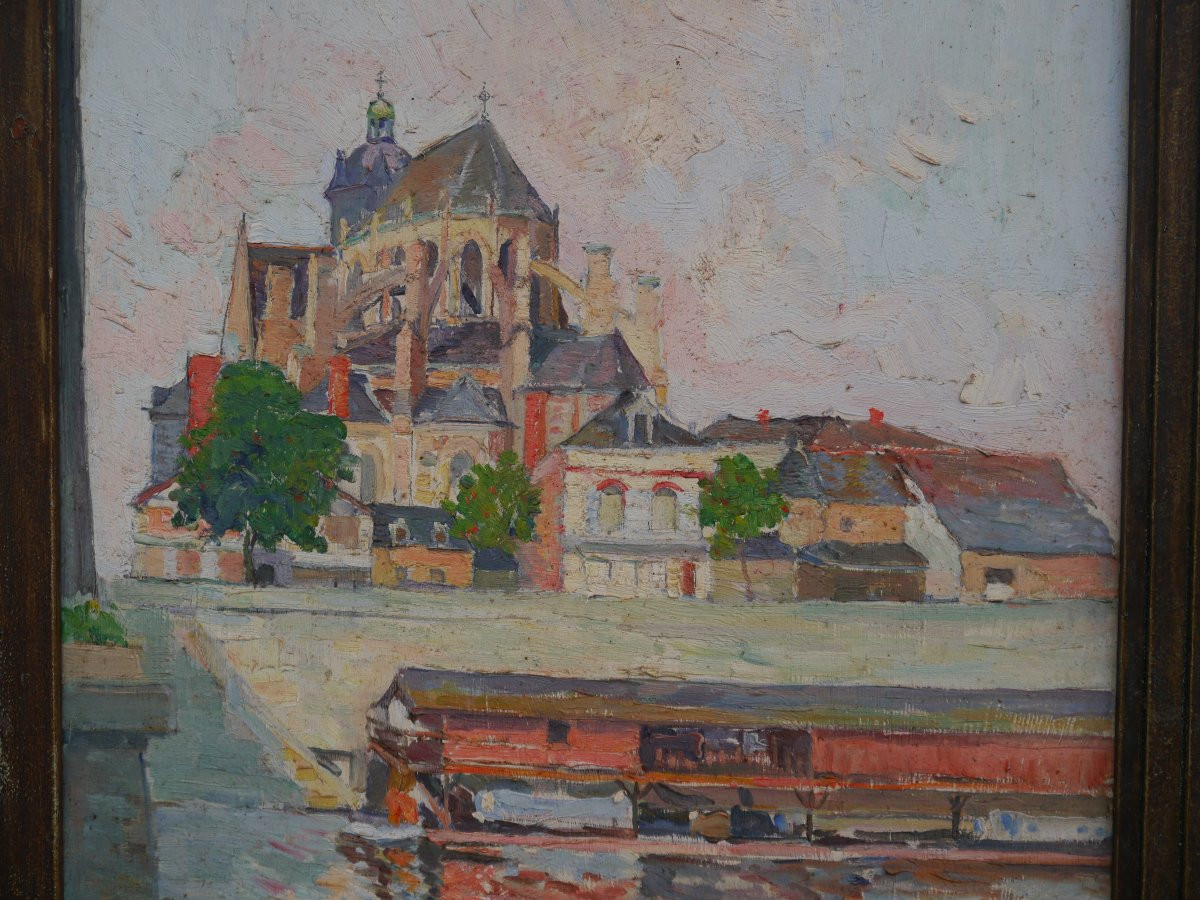 Grand triptyque ville de Mayenne vers 1930, Château et Basilique-photo-6