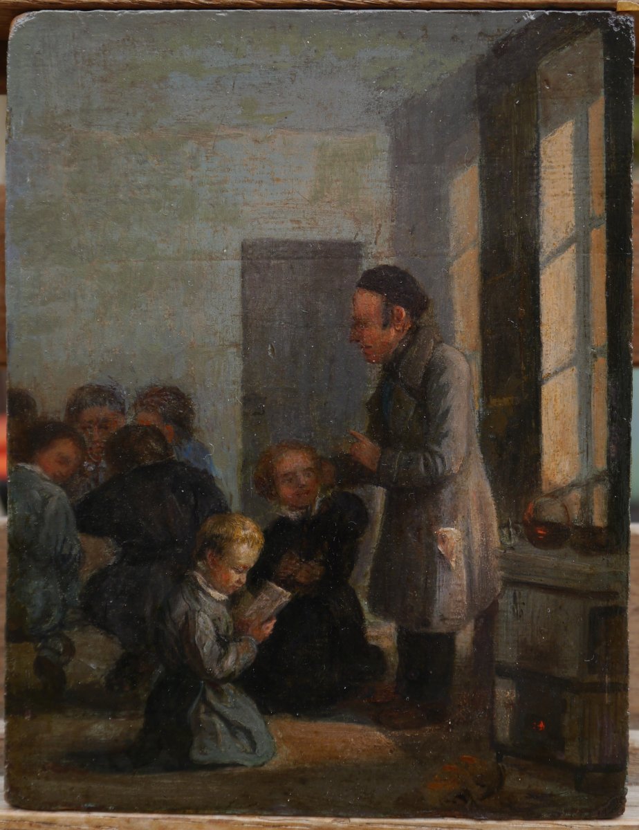 Scène d'écoliers, enfants à l'école fin XIXè-photo-2