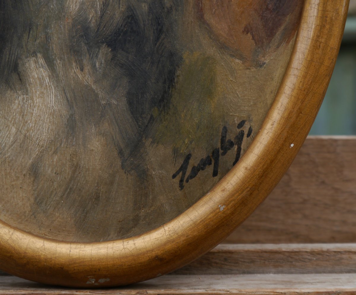 Portrait de chien griffon. italien ? signé, fin XIXè-photo-3