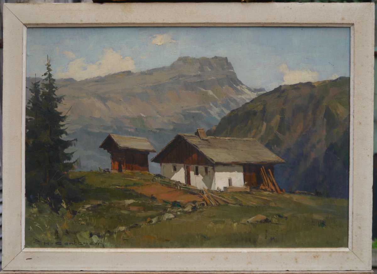 Charles Henry Contencin (1898-1955). Old Chalets In Vaudagne.-photo-2