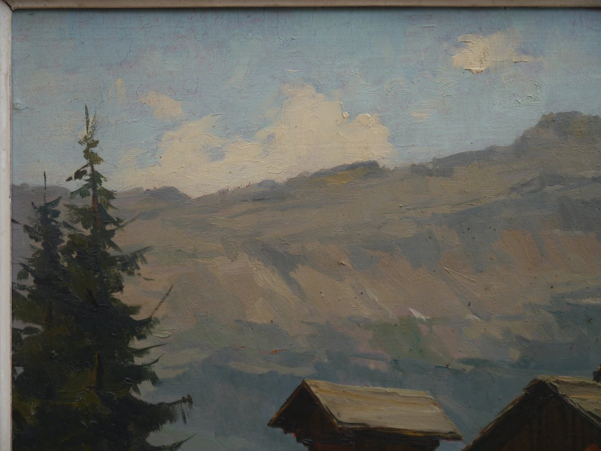 Charles Henry Contencin (1898-1955). Old Chalets In Vaudagne.-photo-3