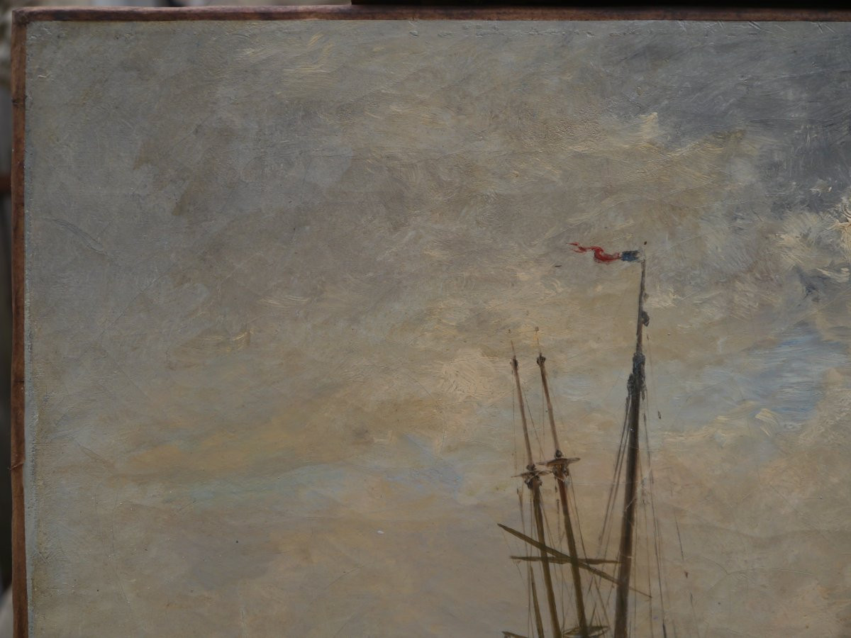 Banks Of The Seine In Rouen, Marine.charles Lapostolet (1824-1890)-photo-3