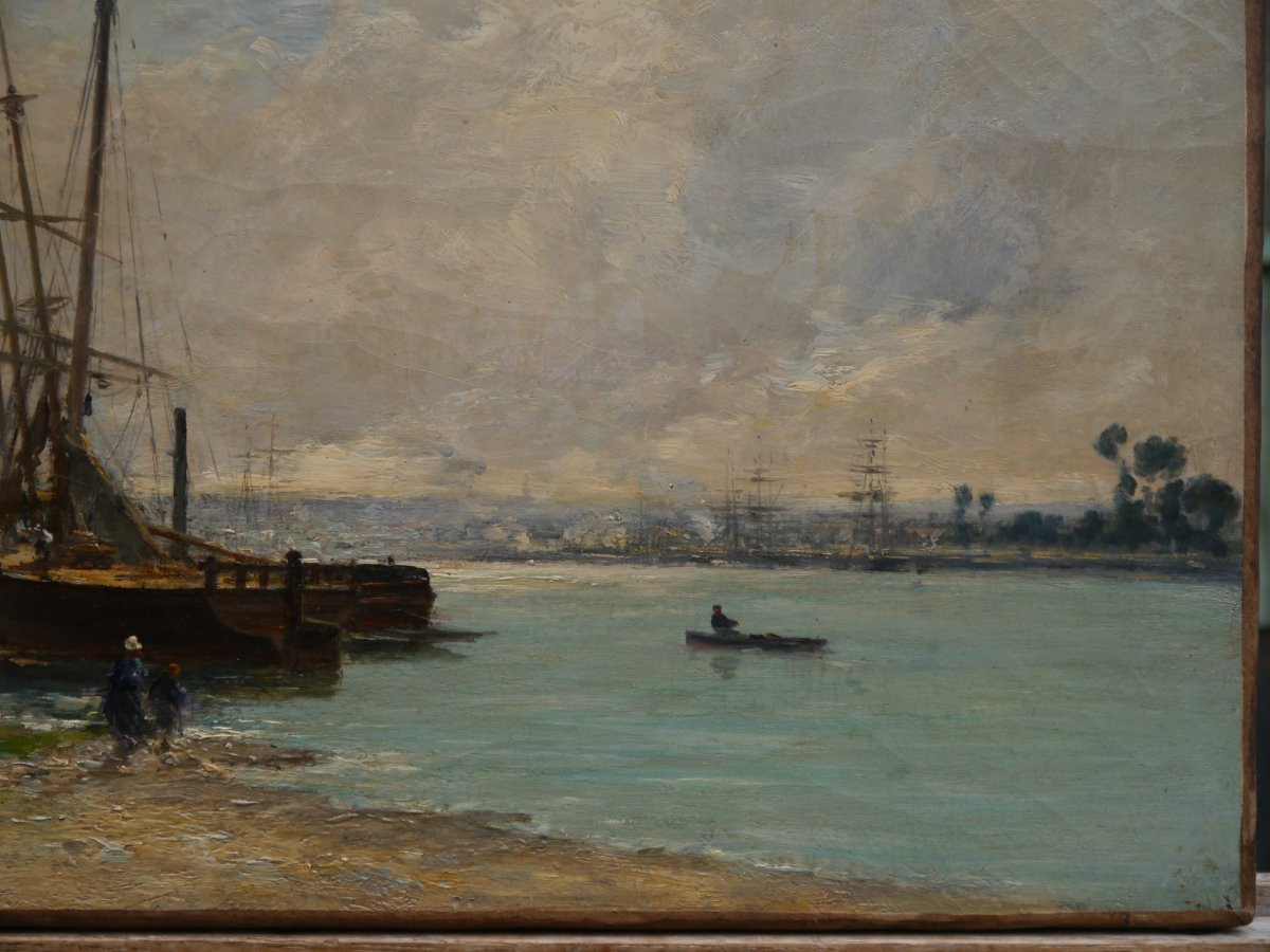 Banks Of The Seine In Rouen, Marine.charles Lapostolet (1824-1890)-photo-3