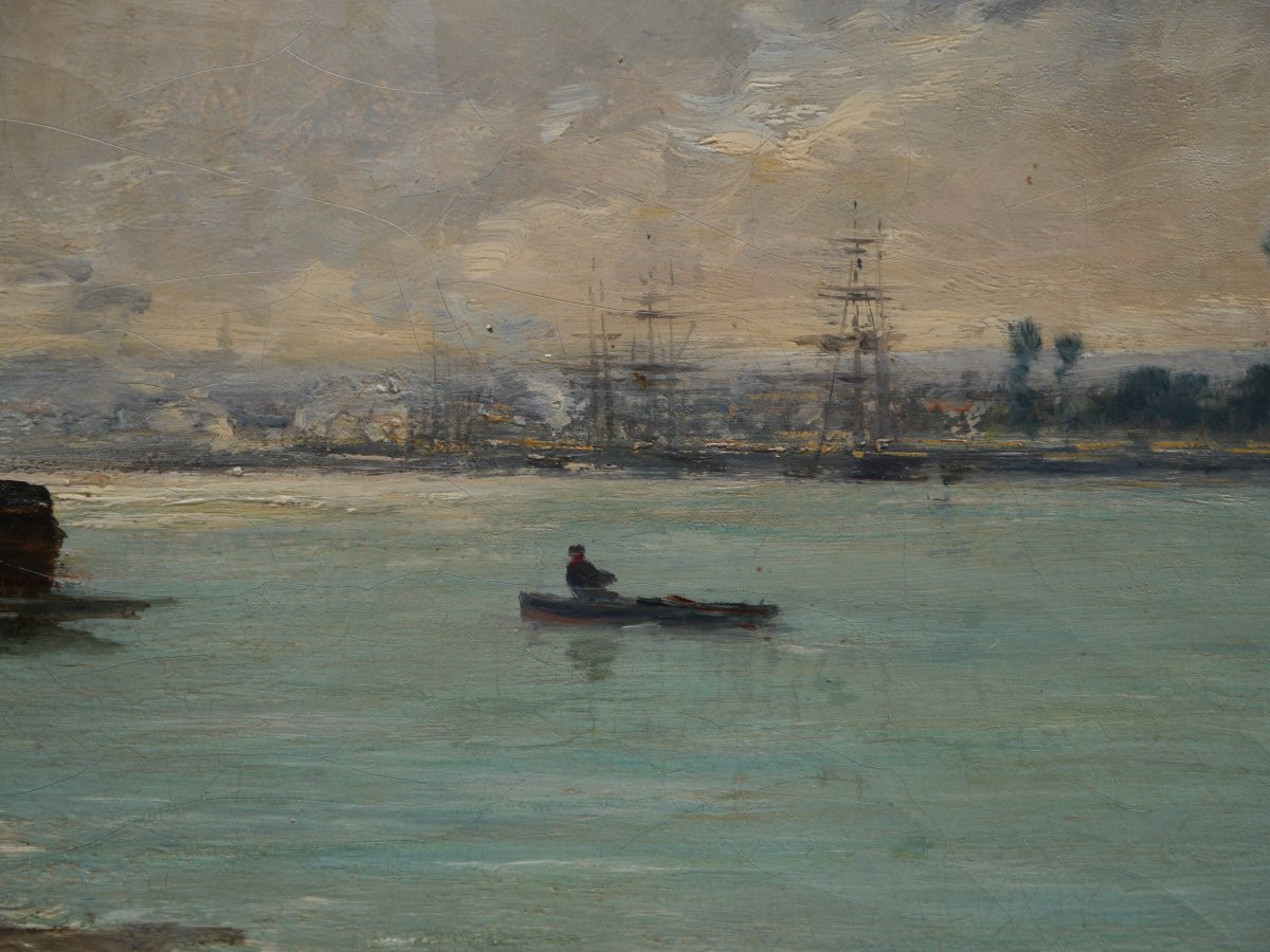 Banks Of The Seine In Rouen, Marine.charles Lapostolet (1824-1890)-photo-4