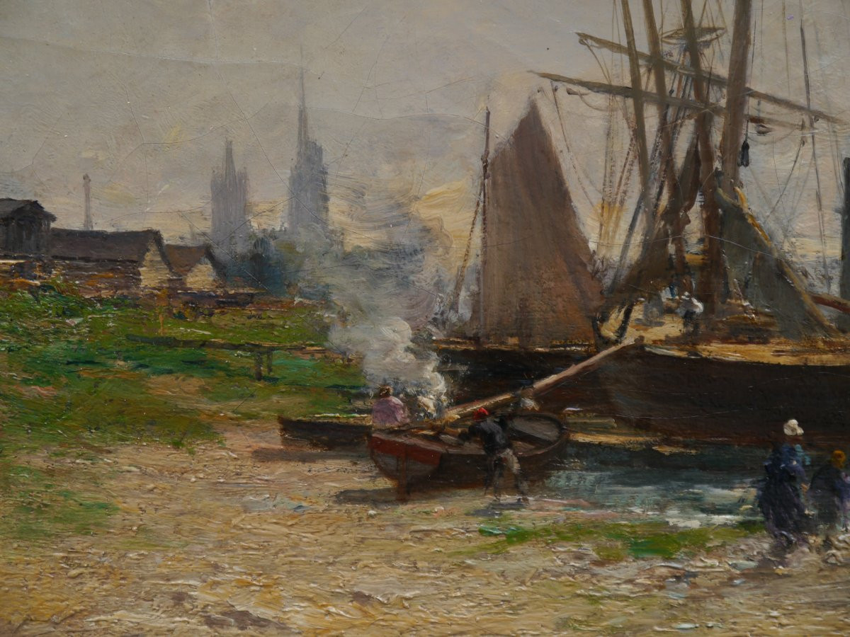 Banks Of The Seine In Rouen, Marine.charles Lapostolet (1824-1890)-photo-6