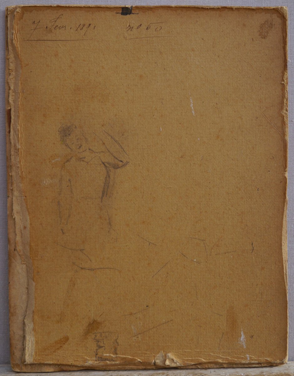 Petit portrait en profil d'homme au chapeau et lavallière, 1891-photo-2