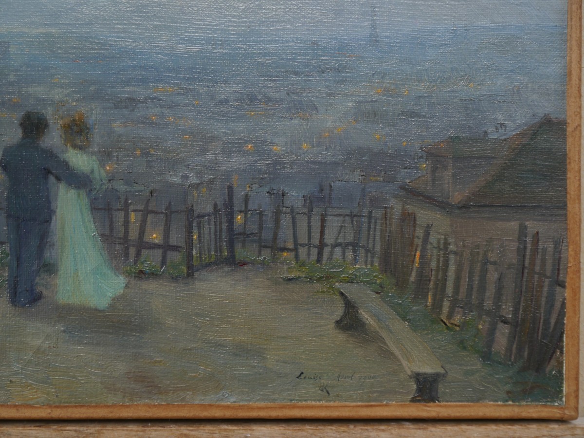 Les amoureux au clair de lune, Paris 1900. Gaston KNECHT (1875-1968)-photo-2